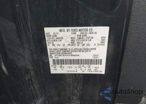 2012 Ford F-150 Stx из США, поврежденный, VIN 1FTMF1EF6CFB92528